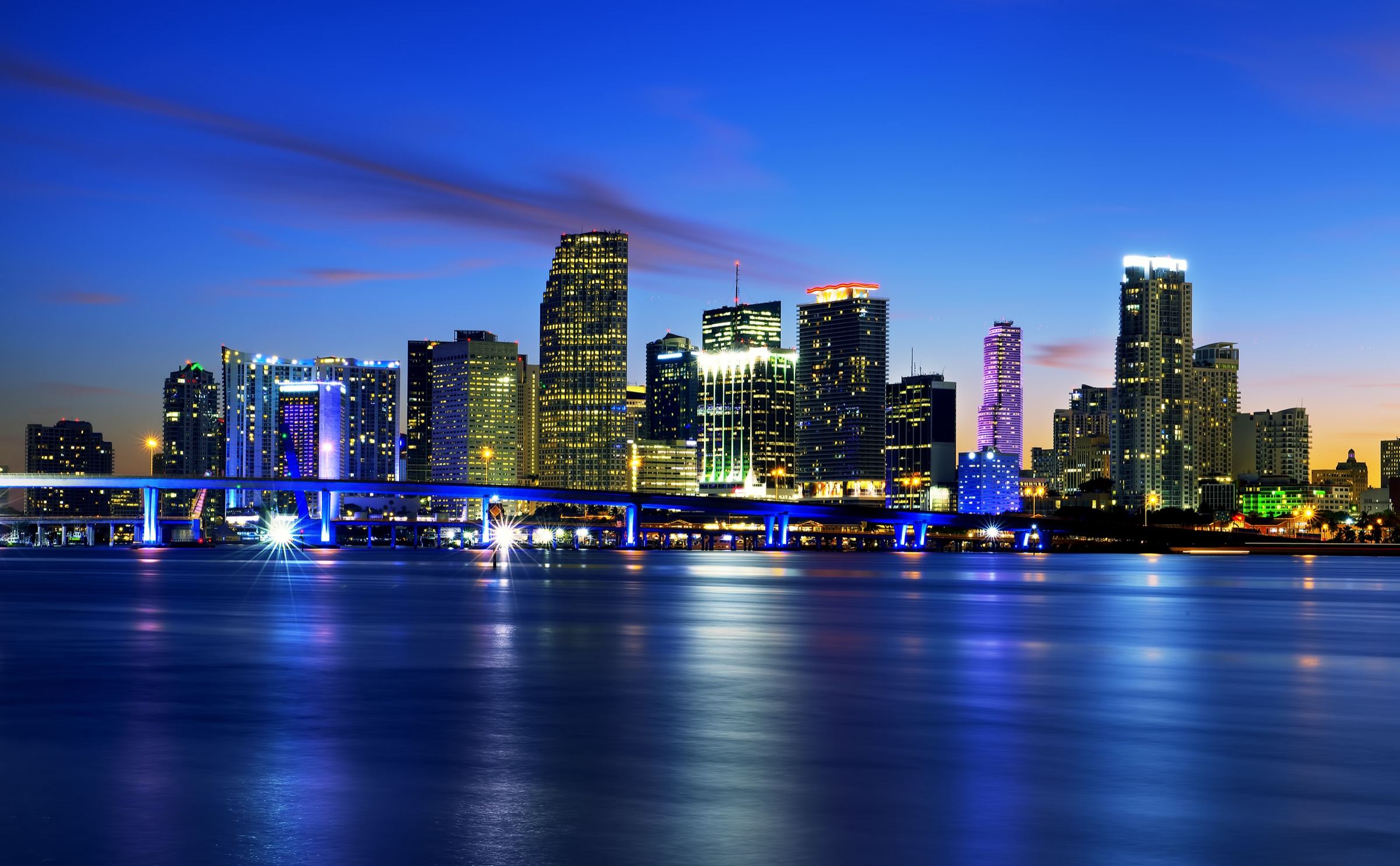 Miami skyline at dusk
